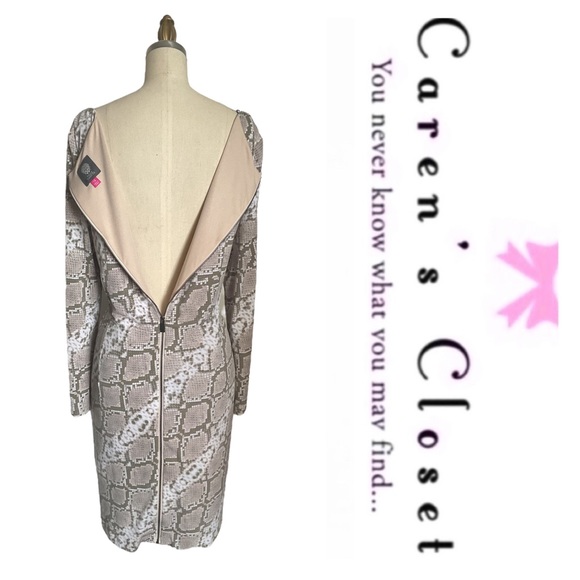Vince Camuto Taupe, Gray & White Python Dress - Picture 6 of 9